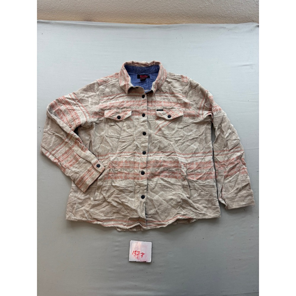Rock and Roll Denim Womens XXL Southwestern Stripe Button Down Shirt Coral Tan